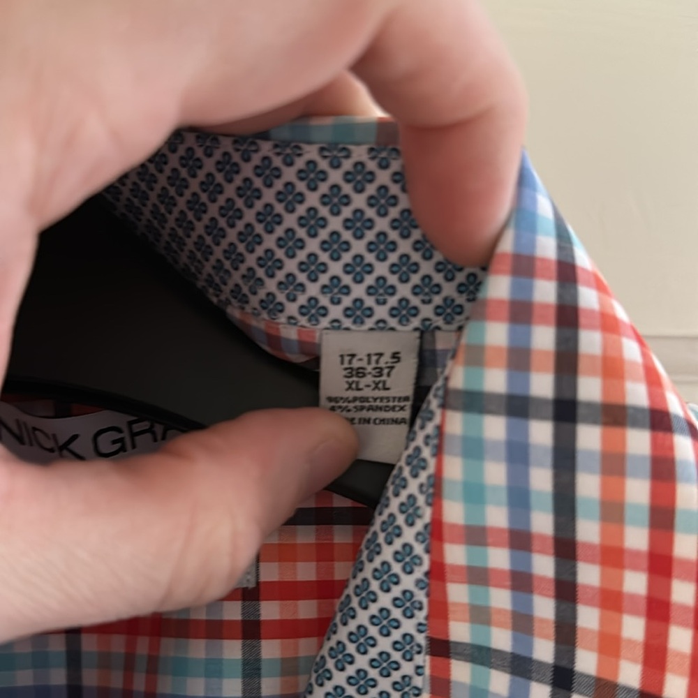 Nick Graham striped red orange blue dress shirt XL 17-17.5 36-37 - Picture 3 of 4